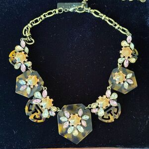 J. Crew Tortoiseshell and Rhinestone Statement Necklace ECU